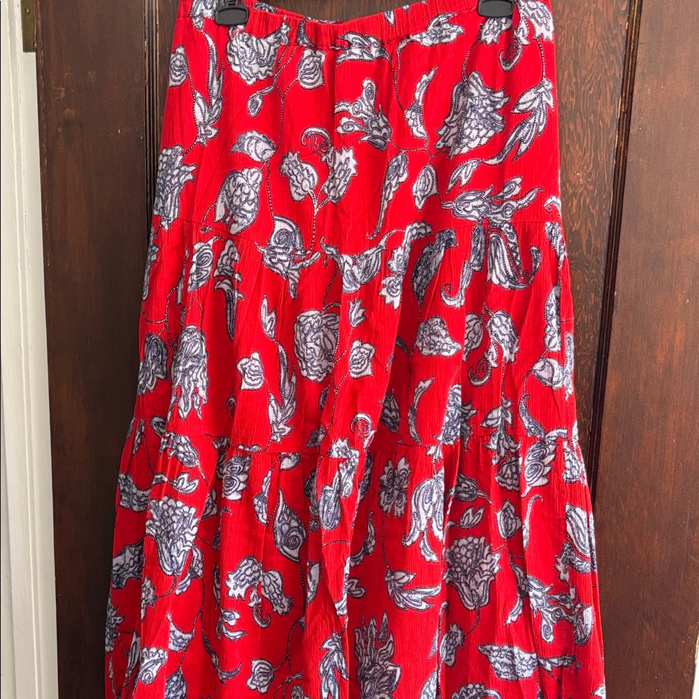 Encore  Red and White Floral Maxi Skirt